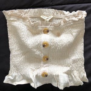 ruffled tube top with buttons